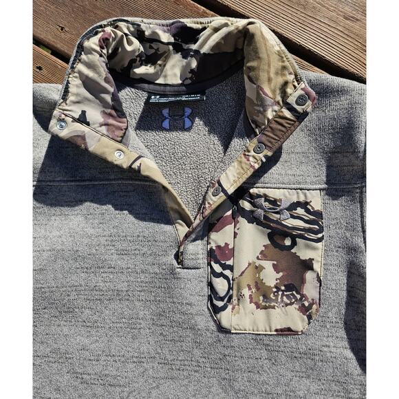 Under Armour Sweater Mens Medium Specialist 2.0 Henley Camo Pullover Snap - Picture 2 of 6